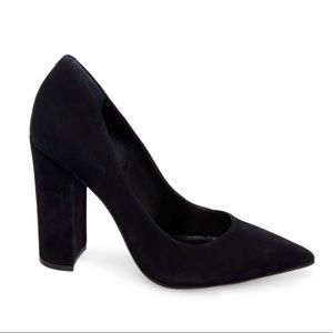 Steve Madden Prance Block Pumps Black Nubuck 7.5